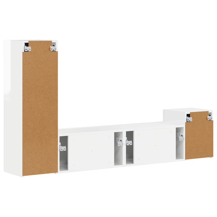 Set comodă TV Pe perete 4 pcs Alb lucios Lemn compozit - WALTI WALTI