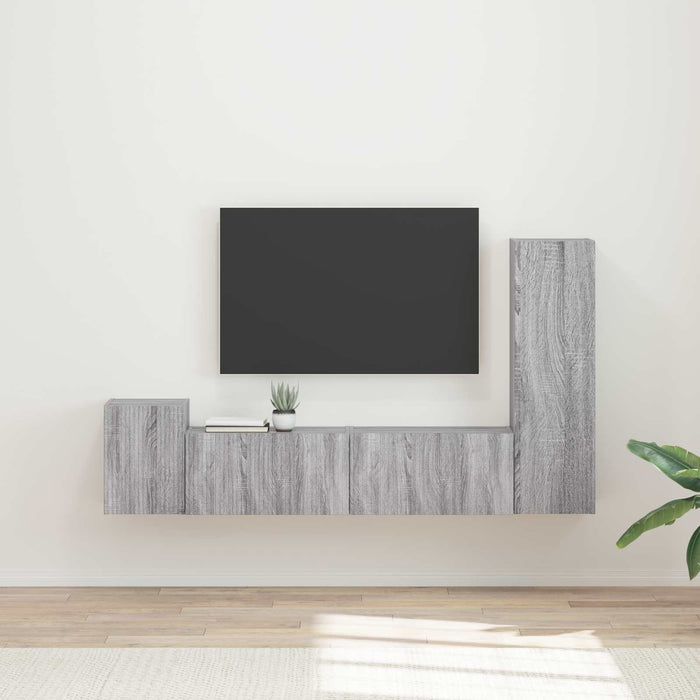 Set comodă TV Pe perete 4 pcs Gri Sonoma Lemn compozit - WALTI WALTI