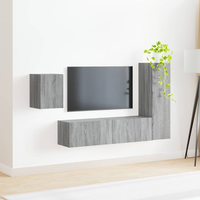 Set comodă TV Pe perete 4 pcs Gri Sonoma Lemn compozit - WALTI WALTI