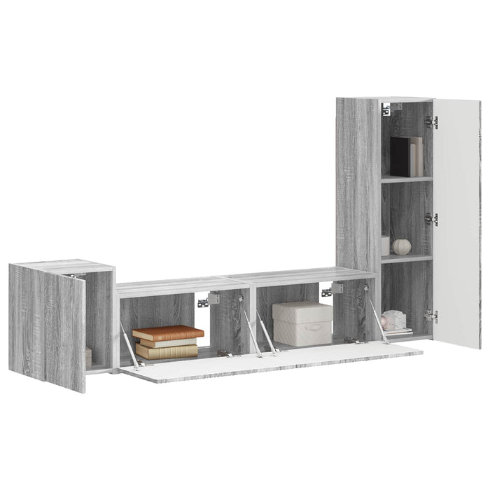 Set comodă TV Pe perete 4 pcs Gri Sonoma Lemn compozit - WALTI WALTI
