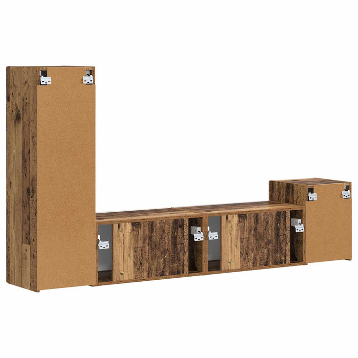 Set comodă TV Pe perete 4 pcs Lemn vechi Lemn compozit - WALTI WALTI