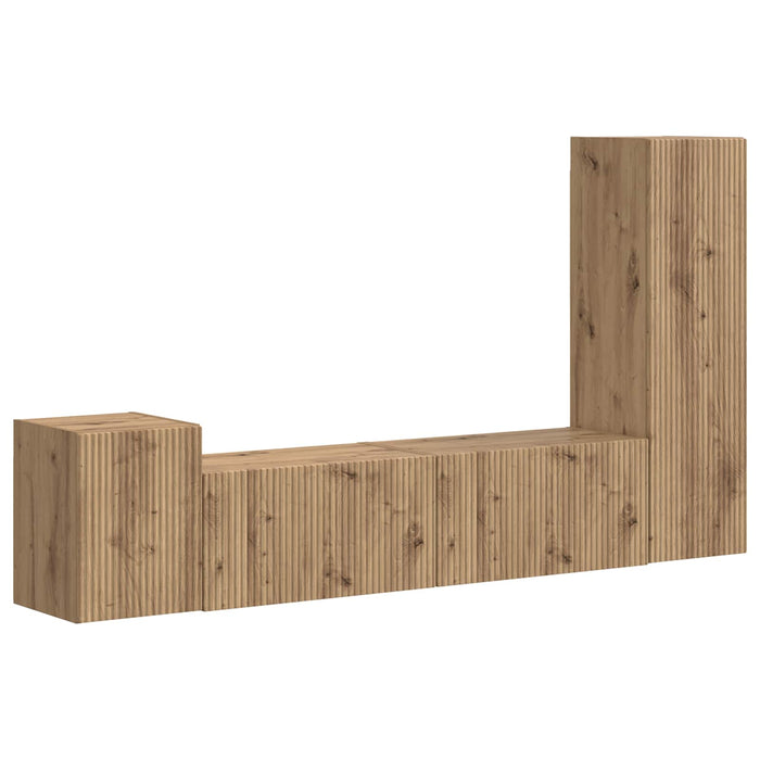Set comodă TV Pe perete 4 pcs Stejar Artizanal Lemn compozit - WALTI WALTI