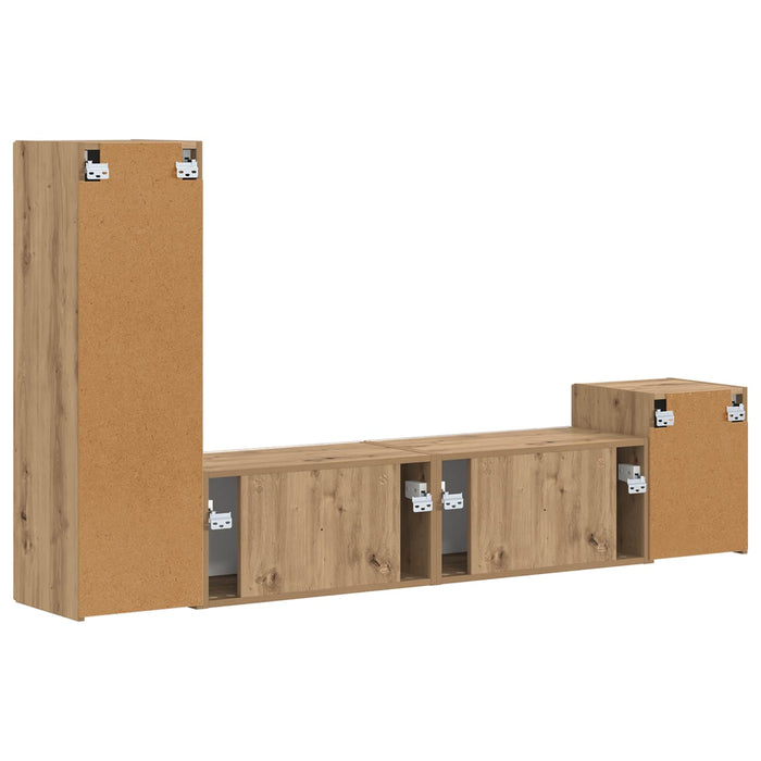 Set comodă TV Pe perete 4 pcs Stejar Artizanal Lemn compozit - WALTI WALTI