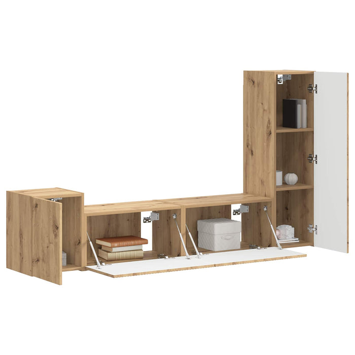 Set comodă TV Pe perete 4 pcs Stejar Artizanal Lemn compozit - WALTI WALTI