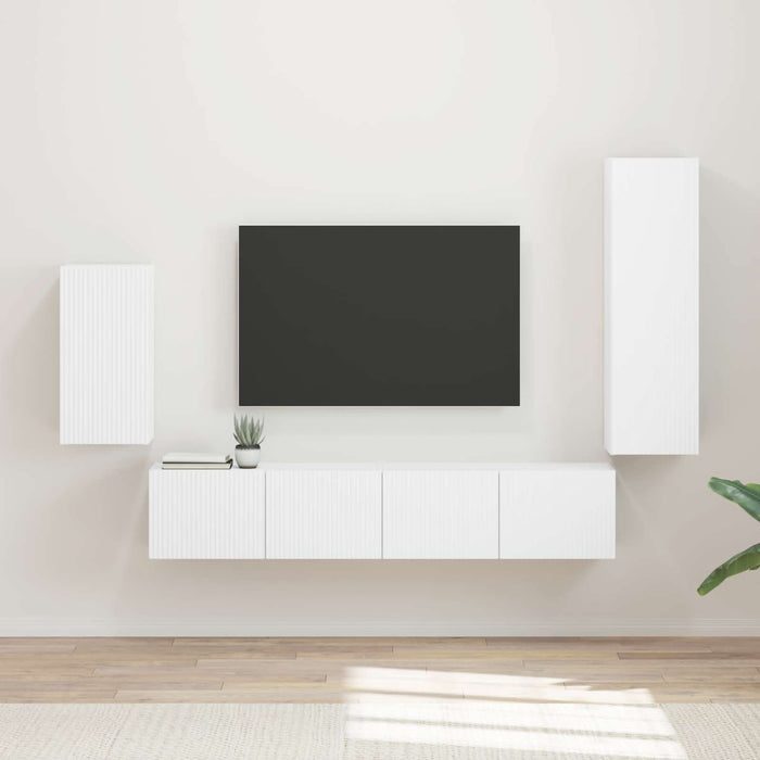 Set comodă TV Pe perete 3 pcs Alb Lemn compozit - WALTI WALTI