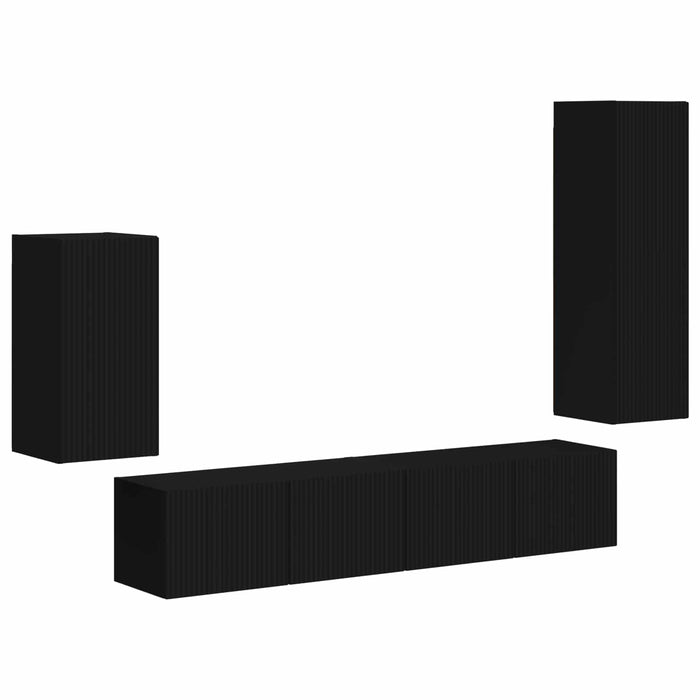 Set comodă TV Pe perete 3 pcs Negru Lemn compozit - WALTI WALTI