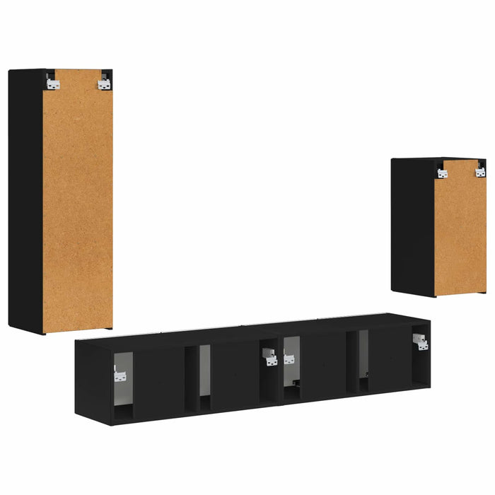 Set comodă TV Pe perete 3 pcs Negru Lemn compozit - WALTI WALTI