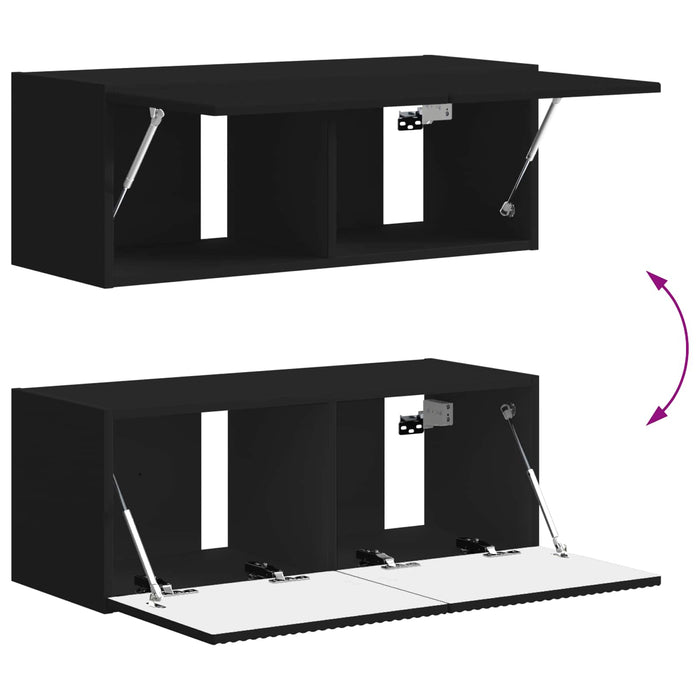 Set comodă TV Pe perete 3 pcs Negru Lemn compozit - WALTI WALTI