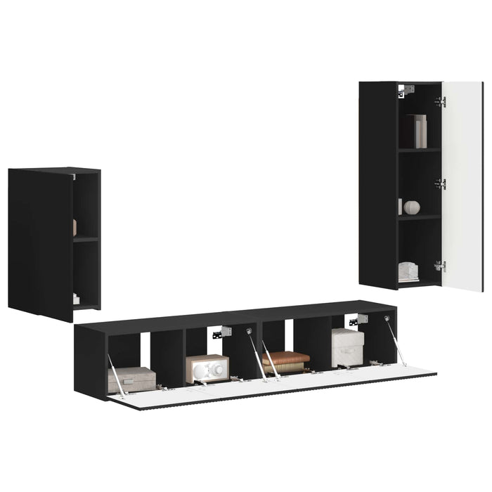 Set comodă TV Pe perete 3 pcs Negru Lemn compozit - WALTI WALTI