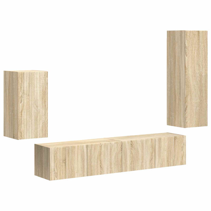 Set comodă TV Pe perete 3 pcs Stejar Sonoma Lemn compozit - WALTI WALTI