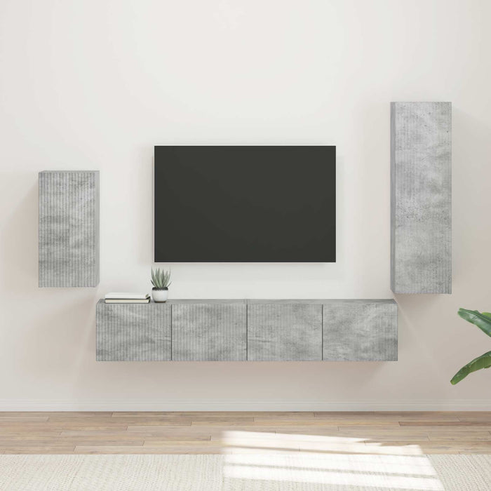 Set comodă TV Pe perete 3 pcs Gri din beton Lemn compozit - WALTI WALTI