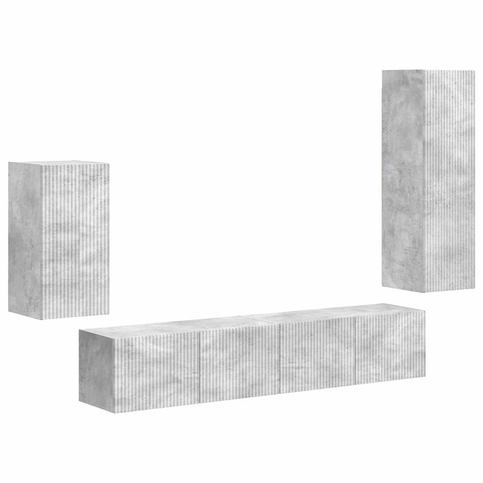 Set comodă TV Pe perete 3 pcs Gri din beton Lemn compozit - WALTI WALTI