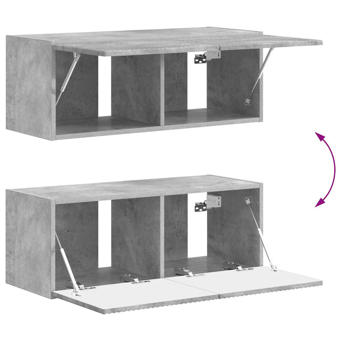 Set comodă TV Pe perete 3 pcs Gri din beton Lemn compozit - WALTI WALTI