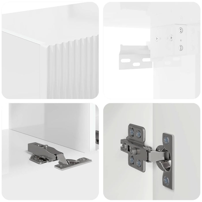 Set comodă TV Pe perete 3 pcs Alb lucios Lemn compozit - WALTI WALTI