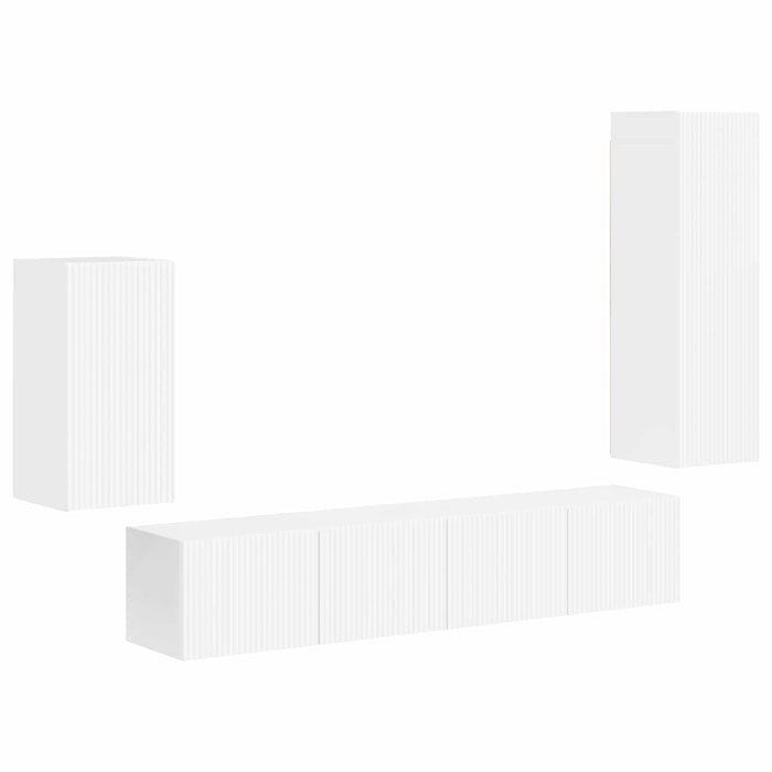 Set comodă TV Pe perete 3 pcs Alb lucios Lemn compozit - WALTI WALTI