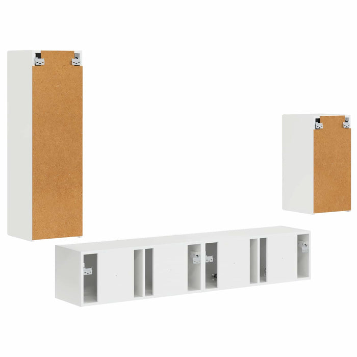 Set comodă TV Pe perete 3 pcs Alb lucios Lemn compozit - WALTI WALTI
