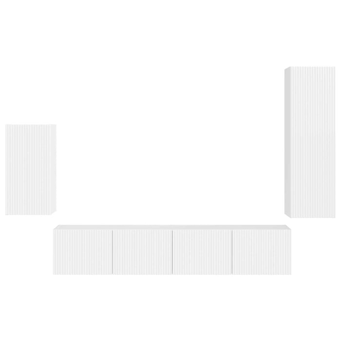 Set comodă TV Pe perete 3 pcs Alb lucios Lemn compozit - WALTI WALTI