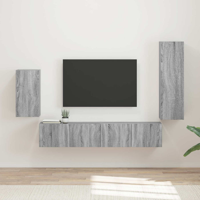 Set comodă TV Pe perete 3 pcs Gri Sonoma Lemn compozit - WALTI WALTI