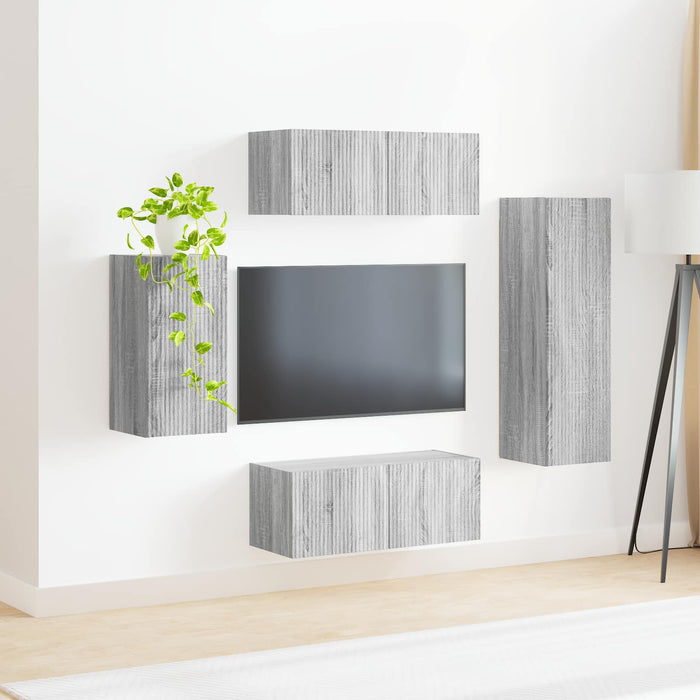 Set comodă TV Pe perete 3 pcs Gri Sonoma Lemn compozit - WALTI WALTI