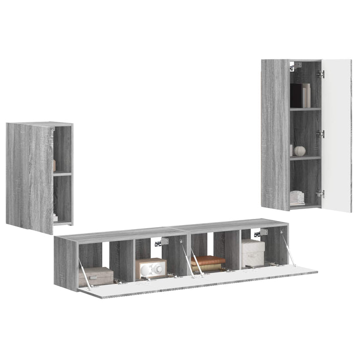 Set comodă TV Pe perete 3 pcs Gri Sonoma Lemn compozit - WALTI WALTI