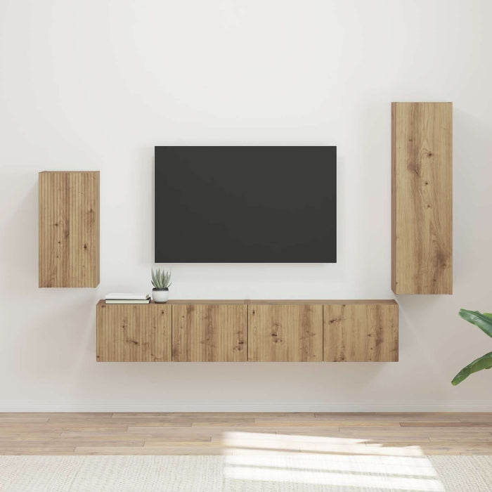 Set comodă TV Pe perete 3 pcs Stejar Artizanal Lemn compozit - WALTI WALTI