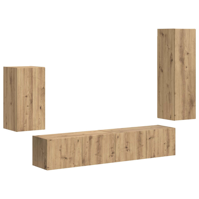 Set comodă TV Pe perete 3 pcs Stejar Artizanal Lemn compozit - WALTI WALTI