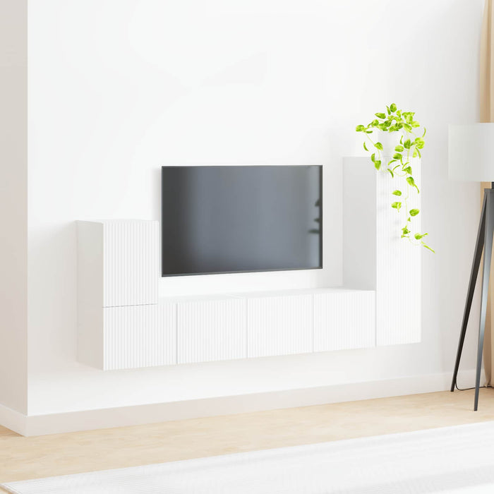 Set comodă TV Pe perete 3 pcs Alb Lemn compozit - WALTI WALTI