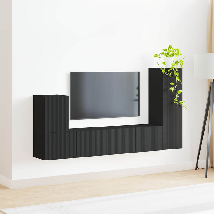 Set comodă TV Pe perete 3 pcs Negru Lemn compozit - WALTI WALTI
