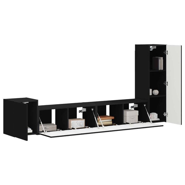 Set comodă TV Pe perete 3 pcs Negru Lemn compozit - WALTI WALTI