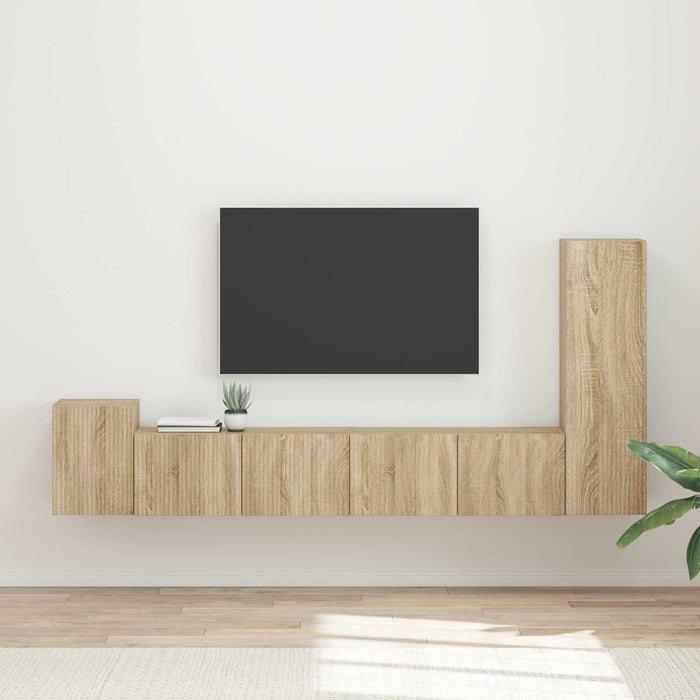 Set comodă TV Pe perete 3 pcs Stejar Sonoma Lemn compozit - WALTI WALTI
