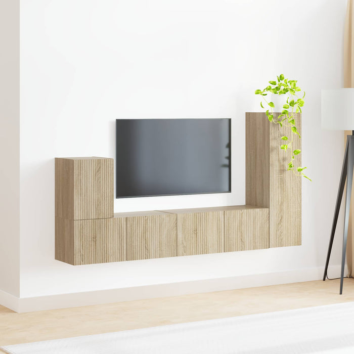 Set comodă TV Pe perete 3 pcs Stejar Sonoma Lemn compozit - WALTI WALTI