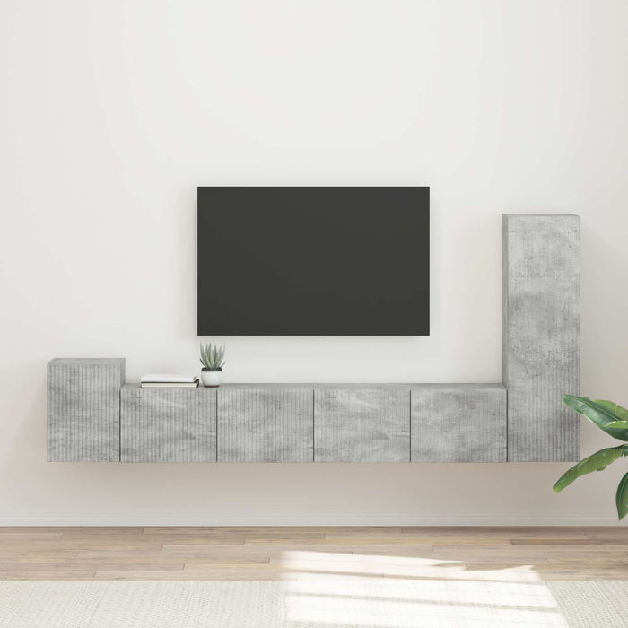 Set comodă TV Pe perete 3 pcs Gri din beton Lemn compozit - WALTI WALTI