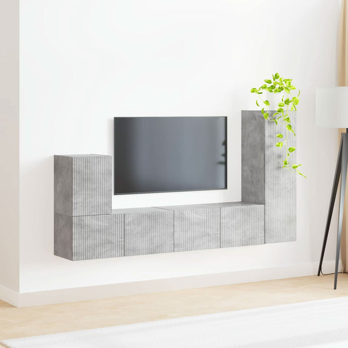 Set comodă TV Pe perete 3 pcs Gri din beton Lemn compozit - WALTI WALTI