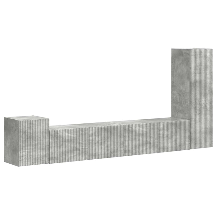 Set comodă TV Pe perete 3 pcs Gri din beton Lemn compozit - WALTI WALTI