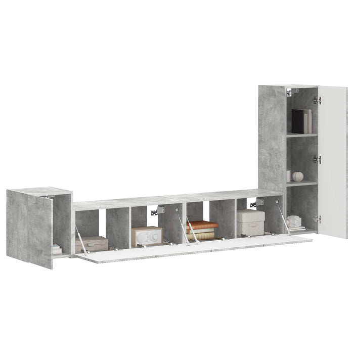 Set comodă TV Pe perete 3 pcs Gri din beton Lemn compozit - WALTI WALTI