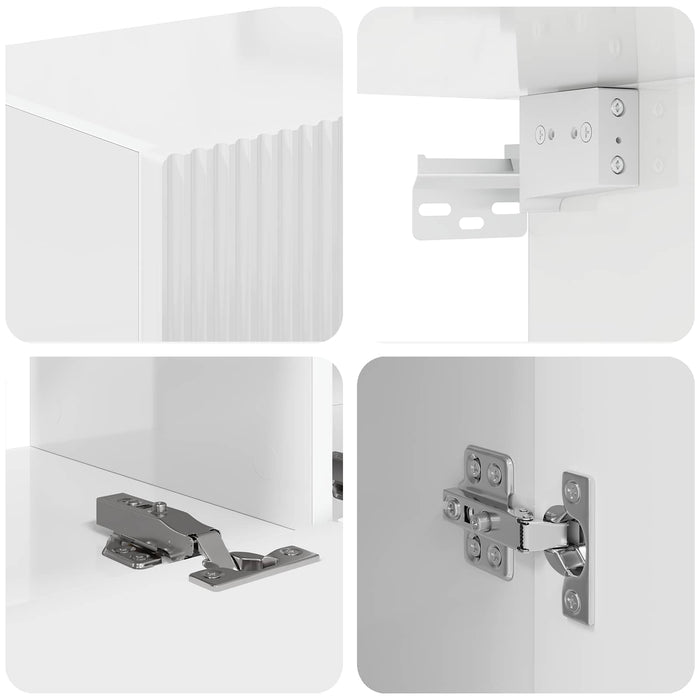 Set comodă TV Pe perete 3 pcs Alb lucios Lemn compozit - WALTI WALTI
