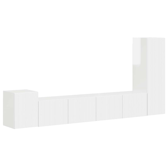 Set comodă TV Pe perete 3 pcs Alb lucios Lemn compozit - WALTI WALTI