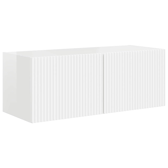 Set comodă TV Pe perete 3 pcs Alb lucios Lemn compozit - WALTI WALTI