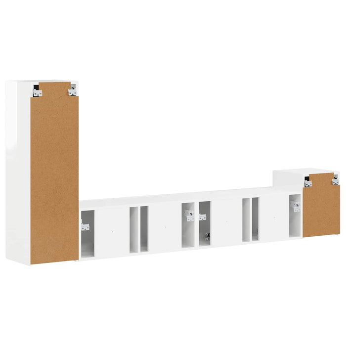Set comodă TV Pe perete 3 pcs Alb lucios Lemn compozit - WALTI WALTI