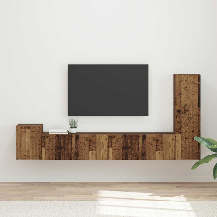 Set comodă TV Pe perete 3 pcs Lemn vechi Lemn compozit - WALTI WALTI