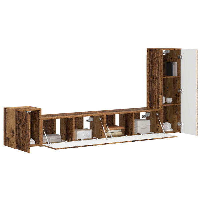 Set comodă TV Pe perete 3 pcs Lemn vechi Lemn compozit - WALTI WALTI