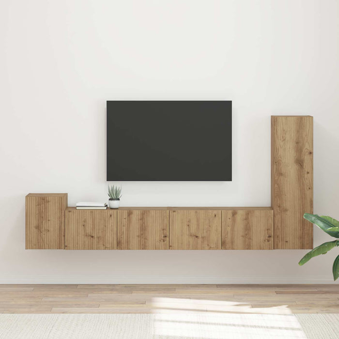 Set comodă TV Pe perete 3 pcs Stejar Artizanal Lemn compozit - WALTI WALTI