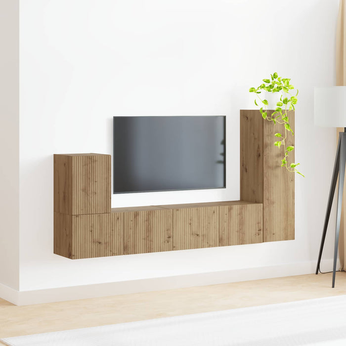 Set comodă TV Pe perete 3 pcs Stejar Artizanal Lemn compozit - WALTI WALTI