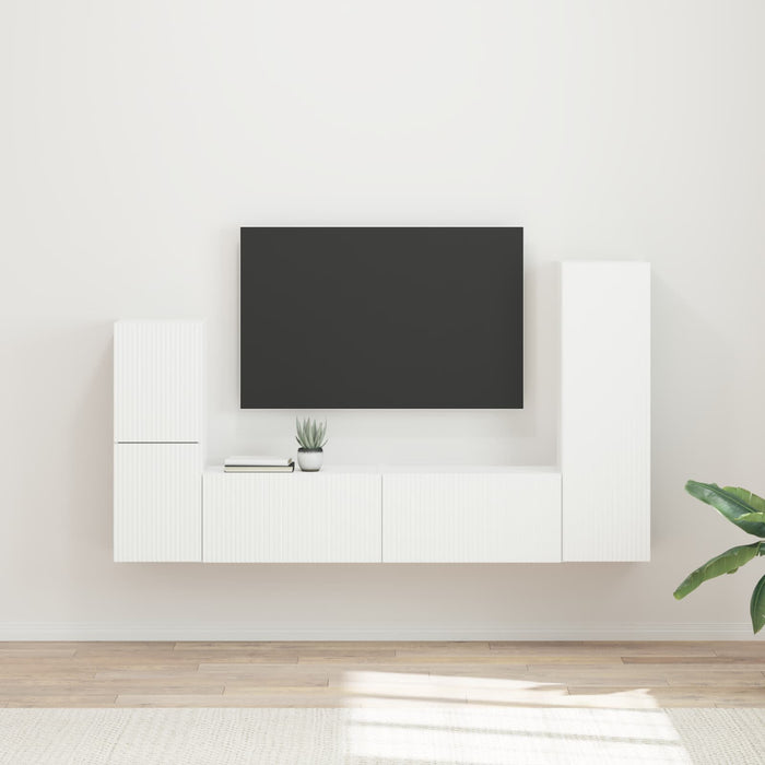 Set comodă TV Pe perete 4 pcs Alb Lemn compozit - WALTI WALTI