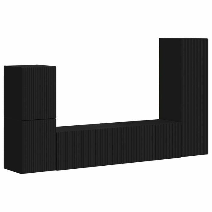 Set comodă TV Pe perete 4 pcs Negru Lemn compozit - WALTI WALTI