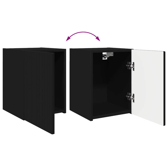 Set comodă TV Pe perete 4 pcs Negru Lemn compozit - WALTI WALTI