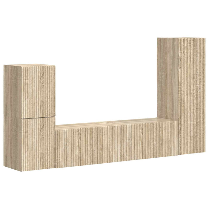 Set comodă TV Pe perete 4 pcs Stejar Sonoma Lemn compozit - WALTI WALTI