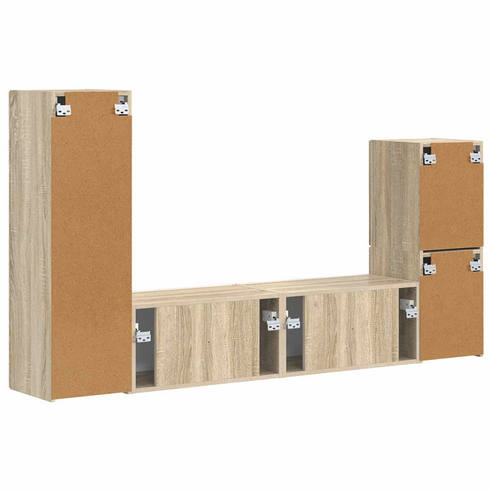 Set comodă TV Pe perete 4 pcs Stejar Sonoma Lemn compozit - WALTI WALTI