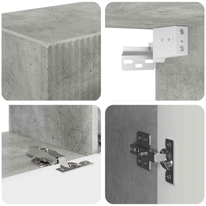 Set comodă TV Pe perete 4 pcs Gri din beton Lemn compozit - WALTI WALTI