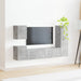 Set comodă TV Pe perete 4 pcs Gri din beton Lemn compozit - WALTI WALTI